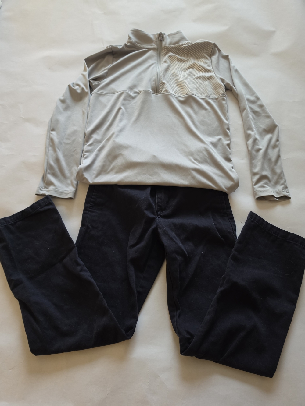 Boys 2 Piece Outfit Gray Under Armour 1/4 Zip Shirt With Navy Children Place Pan